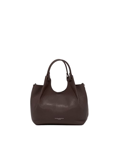 Borsa da donna in pelle martellata a mano, con tracolla removibile, colore espresso/castoro GIANNI CHIARINI | 9719RNGDBL14064